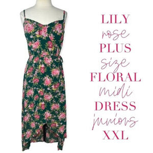 Lily Rose Juniors' Plus Size Lily Rose High-Low Floral Midi Dress size XXL